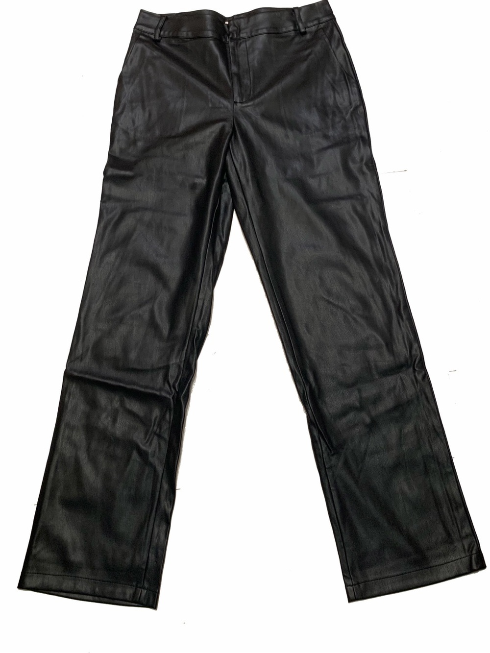 Meshki Women's Black Faux Leather Straight-Leg pants